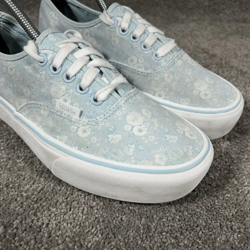 Vans Platform Tonal Women's Size 9.5 Blue Floral Casual Skate Shoes Used